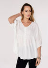 Textured Oversized Tier Top, White, large