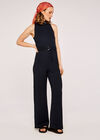Waffle Halter Neck Jumpsuit, Navy, large
