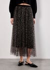 Leopard Tulle Skirt, Brown, large