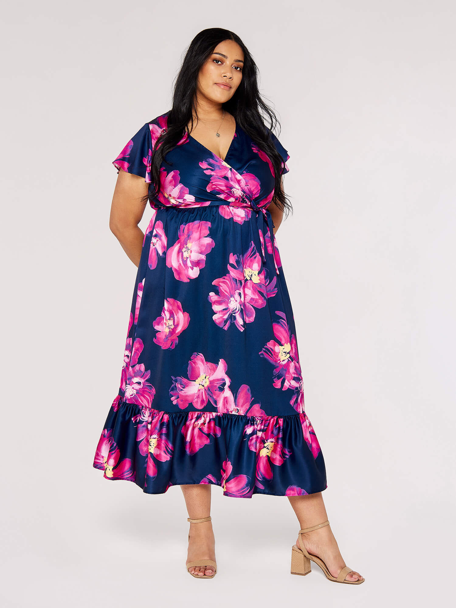 Floral midi outlet dress plus size