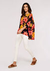 Bold Flower Oversize Top, Black, large