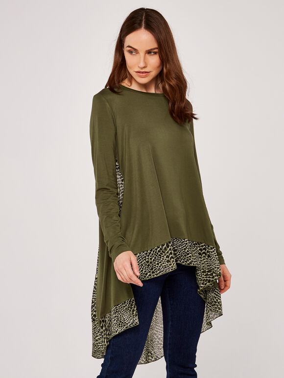 Contrast Panel Top, Khaki, large