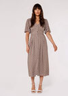 Polkadot Shirt Midi Dress, Grey, large