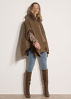 Textured Faux Fur Trim Cape, Brown, large