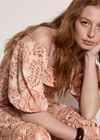 Paisley Print Milkmaid Midi Dress, Peach, large
