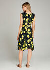 Navy Lemon Print Knot Front Dress, Navy, large