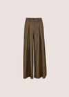 Herringbone Tweed Wide-Leg Trousers, Brown, large