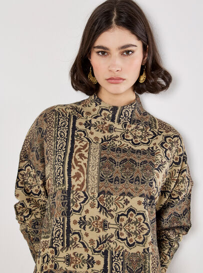 Ikat Patchwork Oversized Jumper Mini Dress