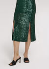 Sequin Split Hem Midi Dress, Green, large