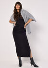 Jersey Ruched Midi Skirt, Black, large