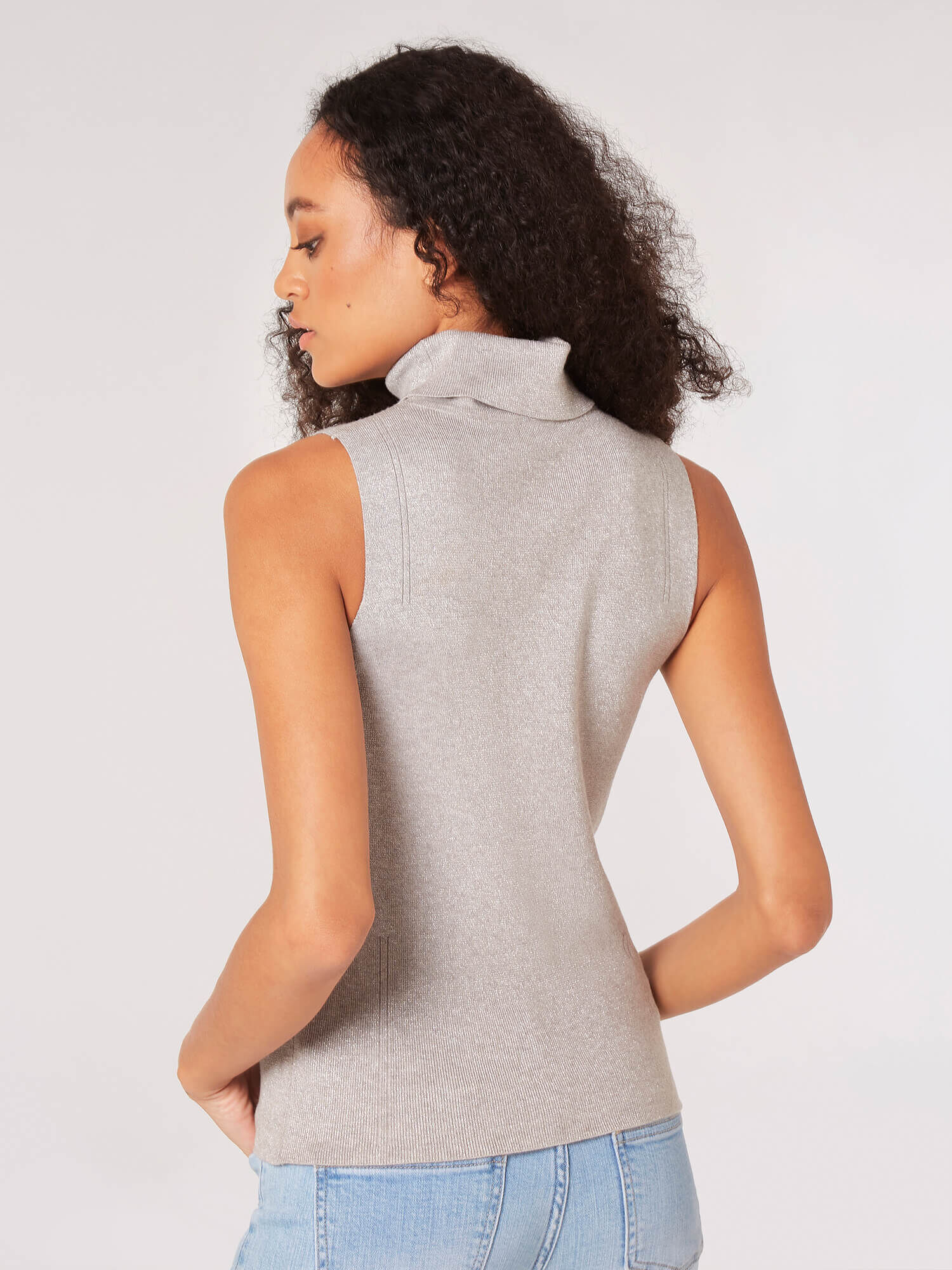 Silver sleeveless turtleneck new arrivals