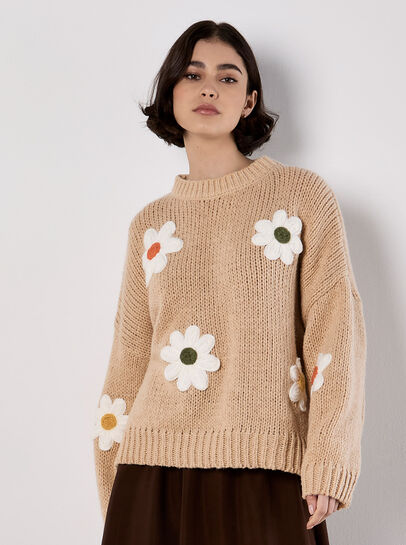 Embroidered Daisies Jumper