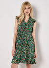 Ditsy Floral Ruffle Mini Dress, Green, large
