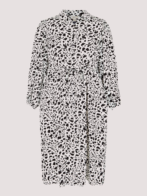 Curve Animal Print Midi Dress, Cream, large