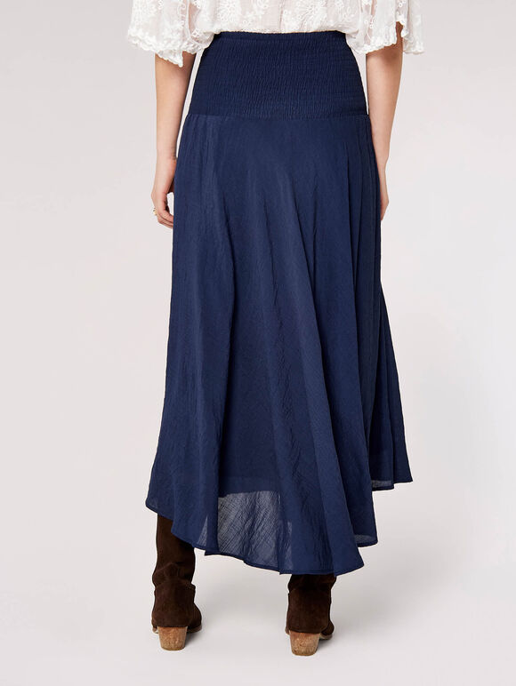 Shimmer Coconut Buckle Skirt, Navy, large