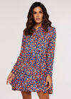 Ditsy Shirt Mini  Dress, Blue, large