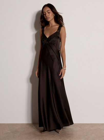 Satin Lace Maxi Dress