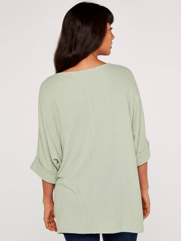 Waffle Knit Top, Mint, large