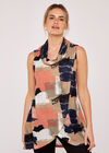 Paintsplash Cowl Neck Mesh Top, Coral, large