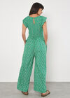 Mosaic Ruffle Sleeve Jumpsuit, Green, large