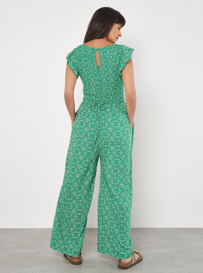 Mosaic Ruffle Sleeve Jumpsuit