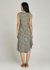 Khaki Dotted Tribal Print Midi Dress, Khaki, large
