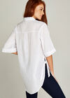 Cream Tie Detail Slub Shirt, Cream, large