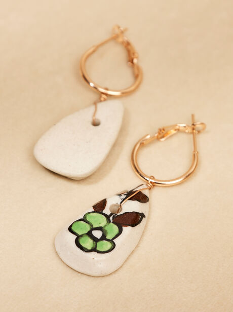 Hand Painted Ceramic Hoop Earrings
