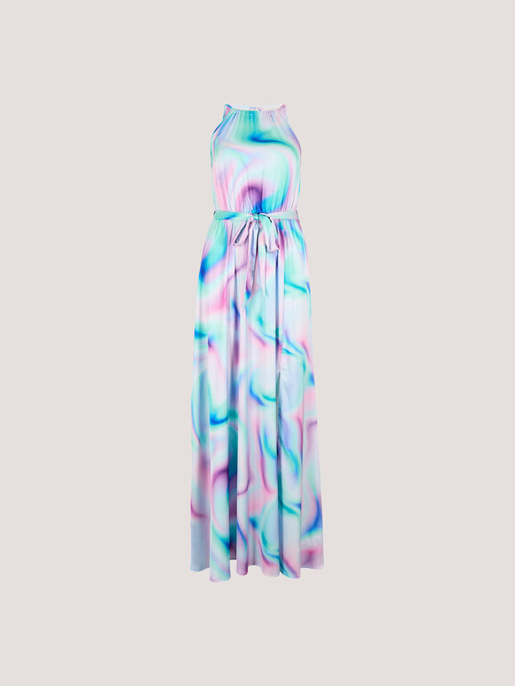 Pastel Swirl Satin Maxi Dress, Mint, large