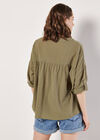 Lace Detail Cotton Blouse, Khaki, large