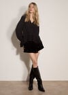 Textured Peplum Hem Blouse, Black, large