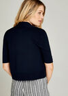 Button Sleeve Detail Knit Shrug, Navy, large