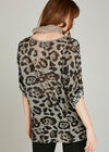 Stone Bold Leopard Sequin Hem Scarf Top, Stone - Beige, large