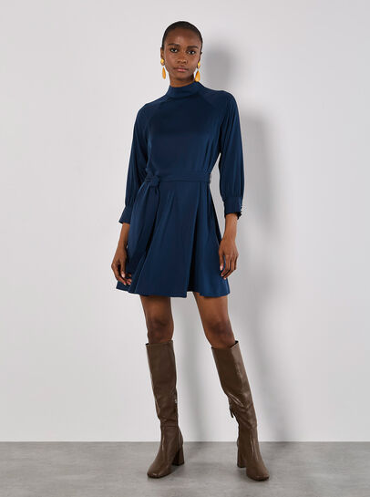 Mock Neck Swing Mini Dress