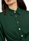 Tie Front Shirt Mini Dress, Green, large