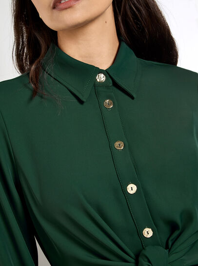 Tie Front Shirt Mini Dress