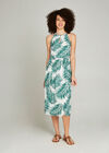 Braided Neck Palm Leaf Midi Dress, Cream, large
