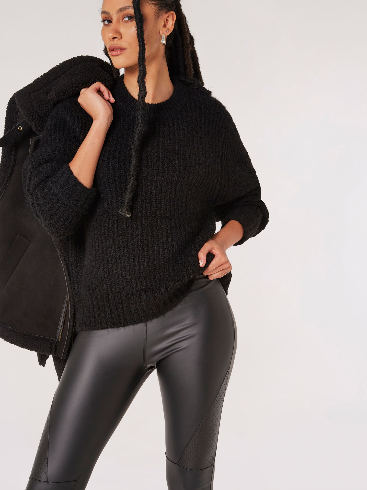 Leather look panel leggings 2025