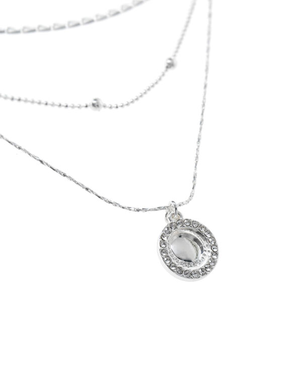  Chain Multirow Necklace, Silver, large