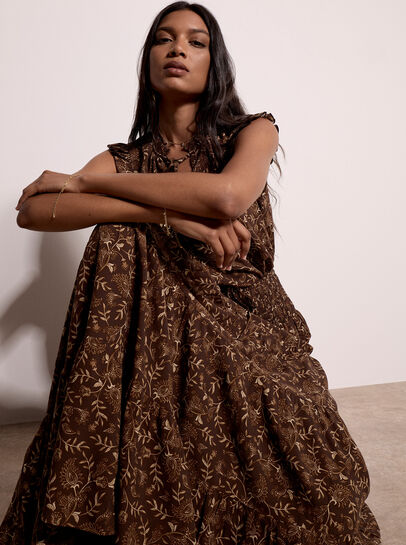 Painterly Paisley Tiered Maxi Skirt