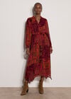 Patchwork Paisley Chiffon Maxi Dress, Burgundy, large