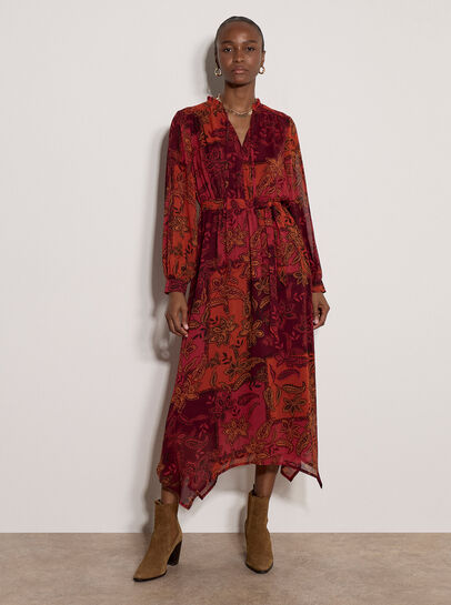 Patchwork Paisley Chiffon Maxi Dress