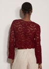 Boho Floral Cotton Crochet Top, Burgundy, large