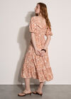 Paisley Print Milkmaid Midi Dress, Peach, large