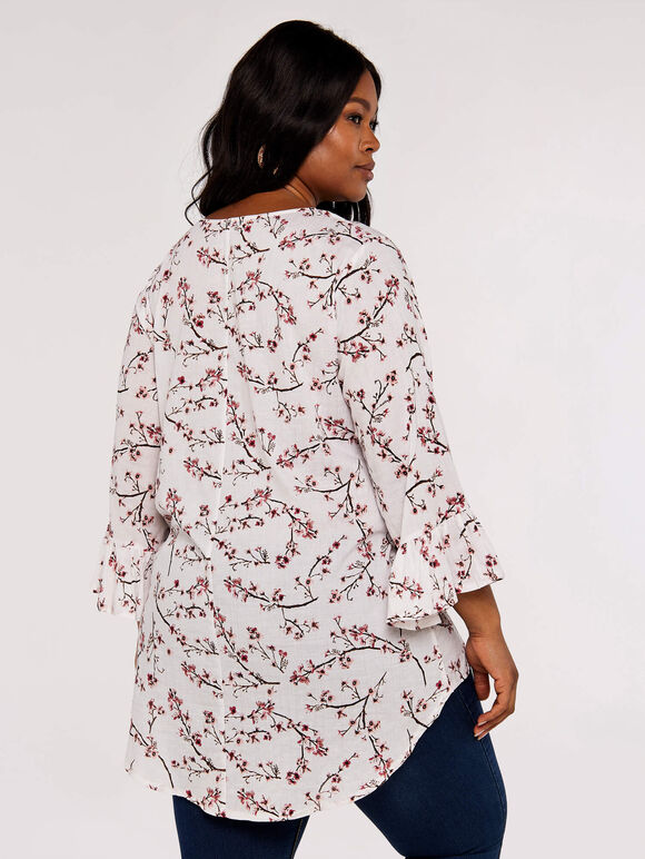 Cherry Blossom Ruffle Top, White, large