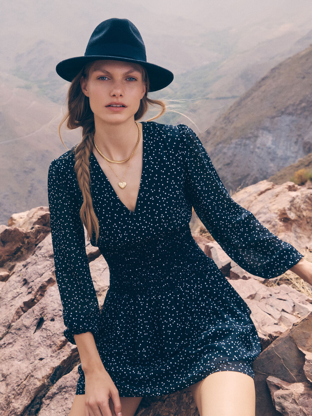 Image of Spot Print Chiffon Mini Dress