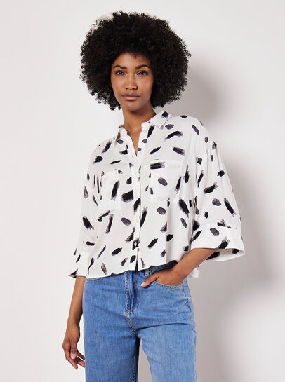 Paint Stroke Print Utility Shirt