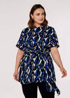 Curve Brushstroke Tie Waist Top, Blue, large