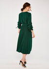 Pleat Ruffle Sleeve Midi Dress, Green, large