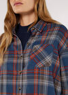 Checked Cotton Flannel Shirt, Blue, large